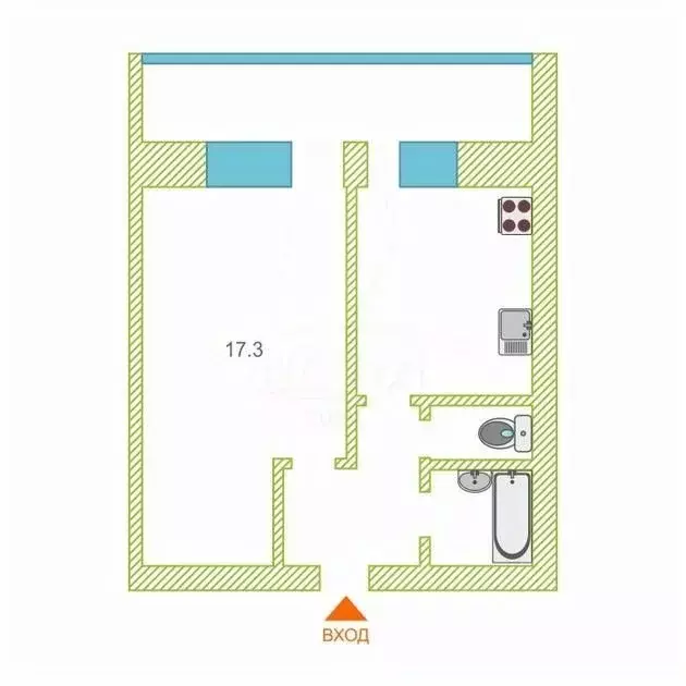 1-к кв. Тюменская область, Тюмень ул. Мориса Тореза, 2 (33.0 м) - Фото 2