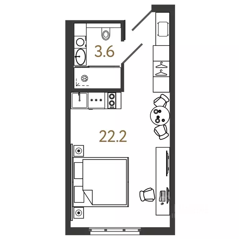 Студия Санкт-Петербург Ташкентская ул., 6к2 (25.8 м) - Фото 0