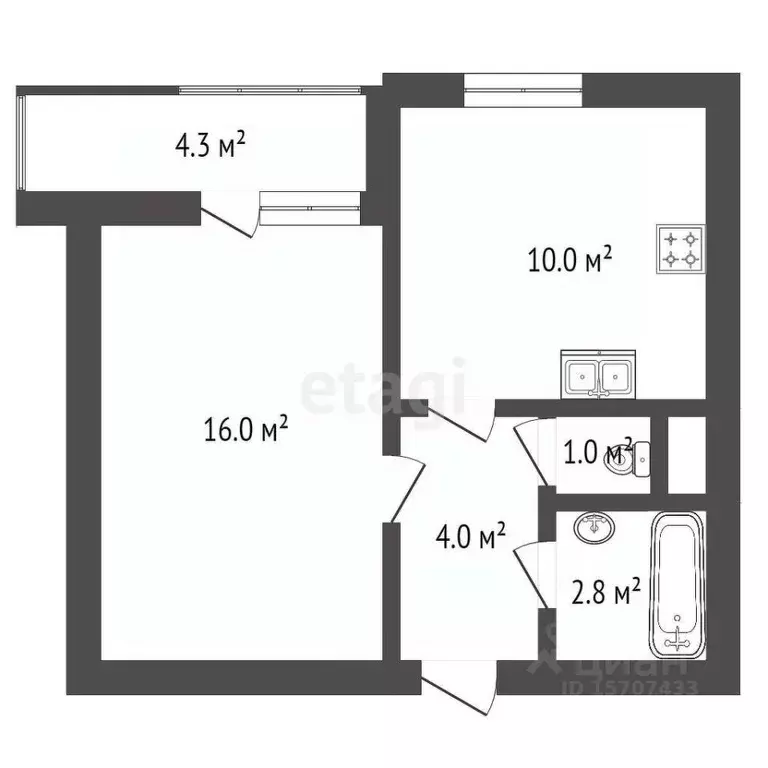 1-к кв. Санкт-Петербург ул. Александра Матросова, 8к1 (36.4 м) - Фото 1