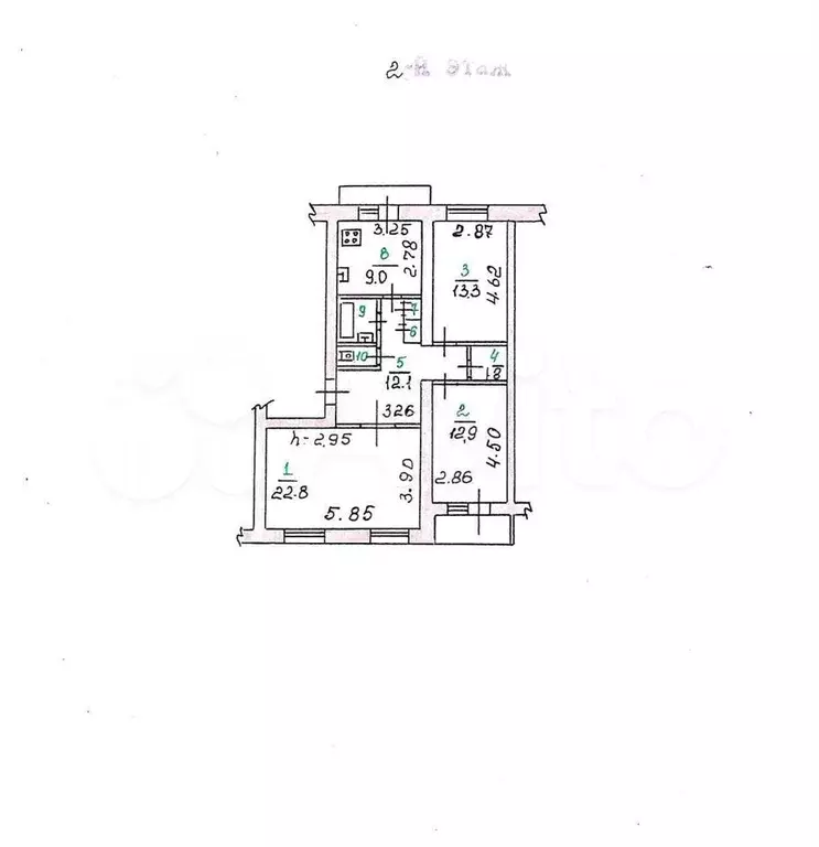 3-к. квартира, 80 м, 2/3 эт. - Фото 0