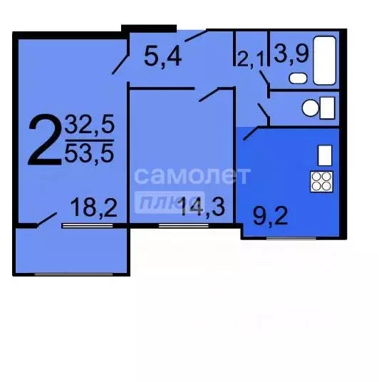 2-к кв. Москва ул. Кулакова, 2К1 (53.5 м) - Фото 1