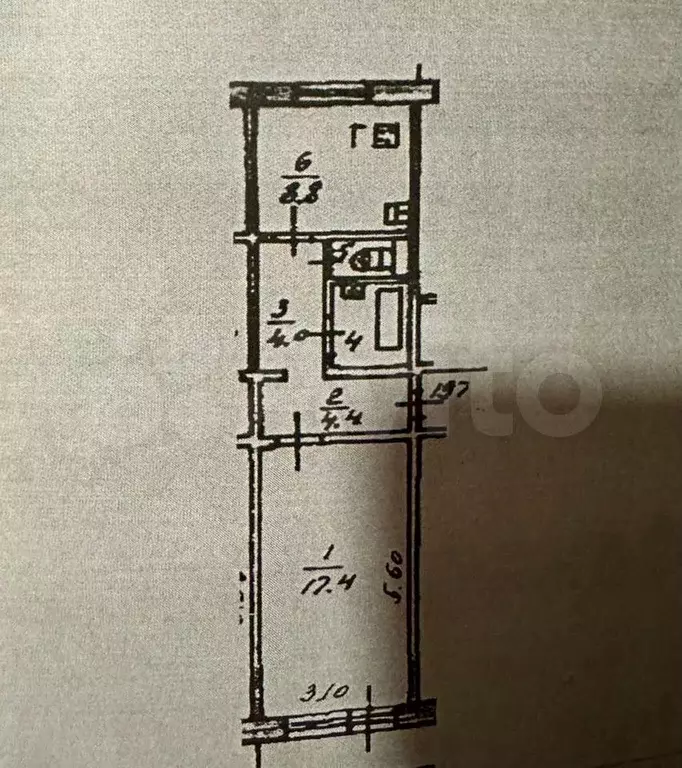 1-к. квартира, 38,3 м, 6/9 эт. - Фото 0