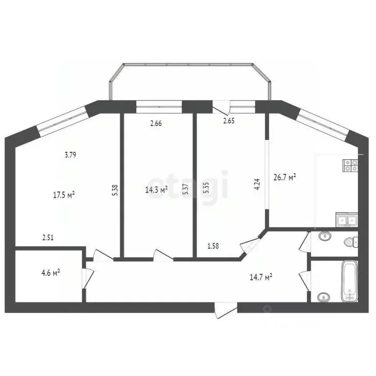 3-к кв. Ярославская область, Ярославль просп. Дзержинского, 27к2 (82.5 ... - Фото 1
