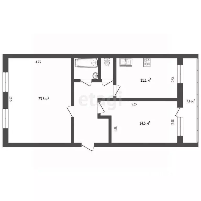 3-к кв. Калужская область, Калуга ул. Генерала Попова, 14/1 (72.0 м) - Фото 2