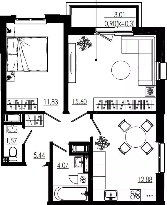 2-к кв. Ленинградская область, Тосненский район, Форносовское ... - Фото 1