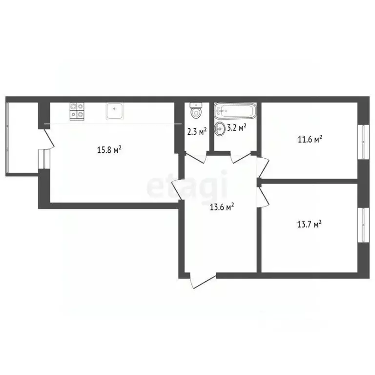 2-к кв. Вологодская область, Череповец Рыбинская ул., 33 (67.8 м) - Фото 1