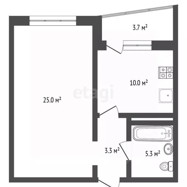 1-к кв. Тюменская область, Тюмень ул. Константина Посьета, 11 (41.0 м) - Фото 1