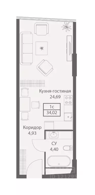 1-к кв. Москва ул. Академика Ильюшина, 21 (34.02 м) - Фото 0