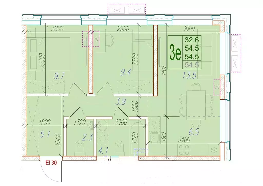 3-к кв. Астраханская область, Астрахань Августовская ул. (54.5 м) - Фото 1