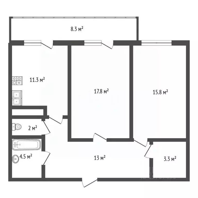 2-к кв. Санкт-Петербург ул. Шкапина, 9-11 (67.4 м) - Фото 2