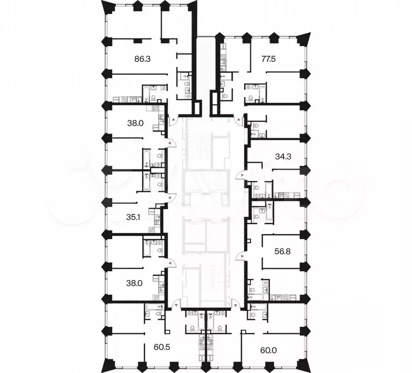 2-к. квартира, 60 м, 10/44 эт. - Фото 0