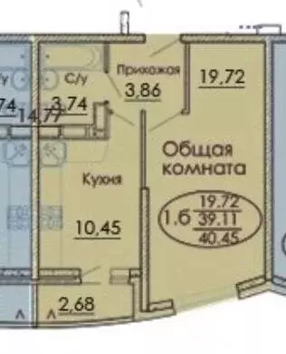 1-комнатная квартира: Краснодар, Российская улица, 79/3к2 (38 м) - Фото 2