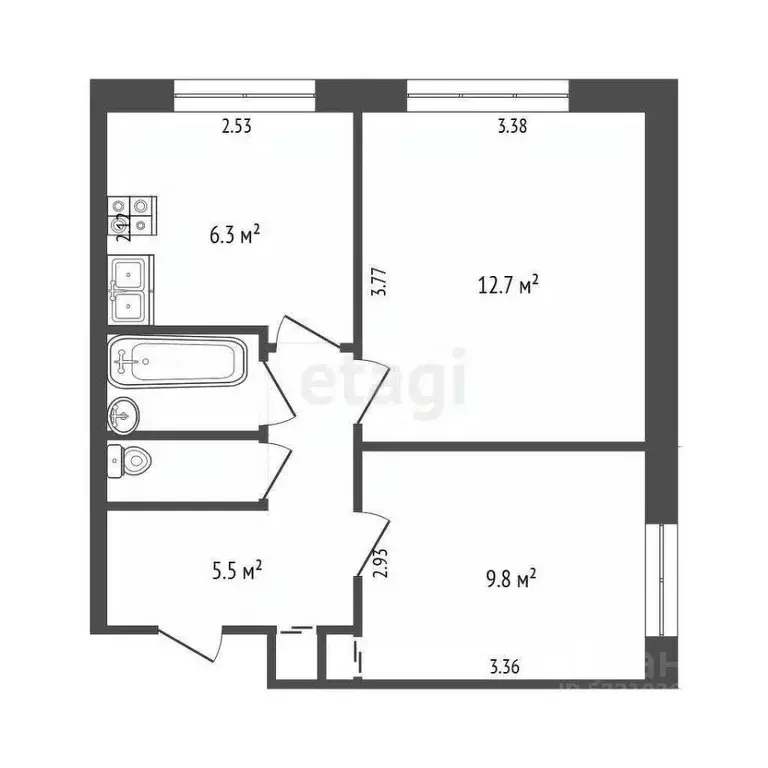 2-к кв. Татарстан, Набережные Челны просп. Дружбы Народов, 10 (39.0 м) - Фото 1
