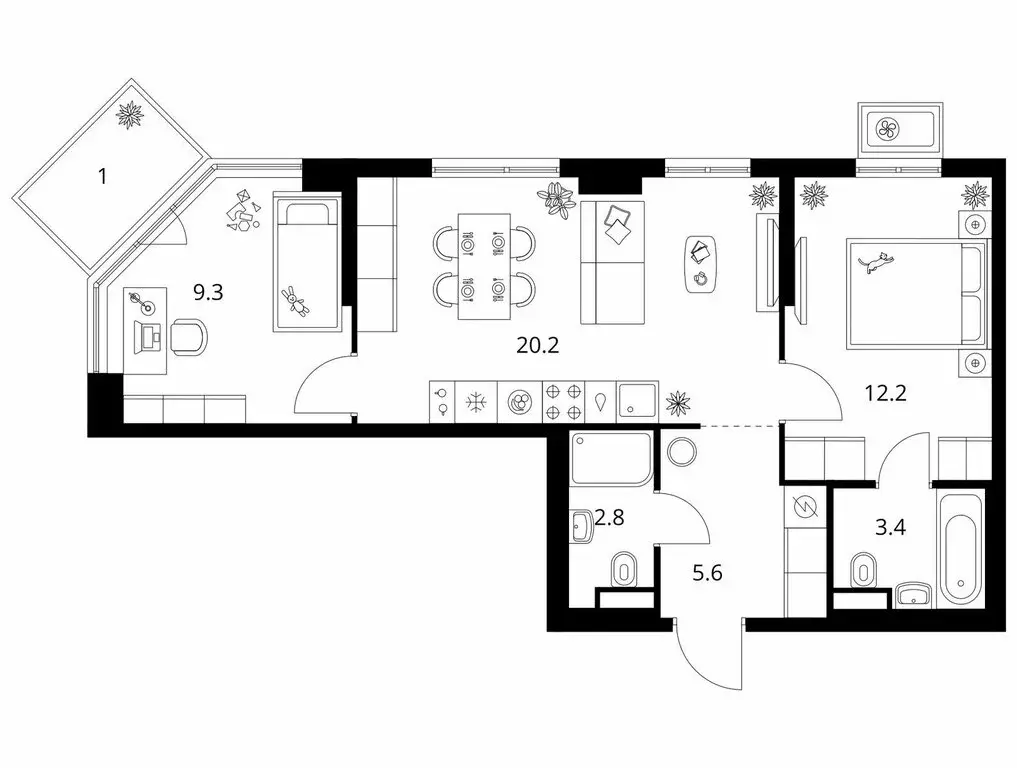 2-комнатная квартира: Москва, жилой комплекс Кавказский Бульвар 51, ... - Фото 1