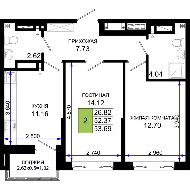 2-к кв. Ростовская область, Ростов-на-Дону Элеваторный пер., 6/2с ... - Фото 0