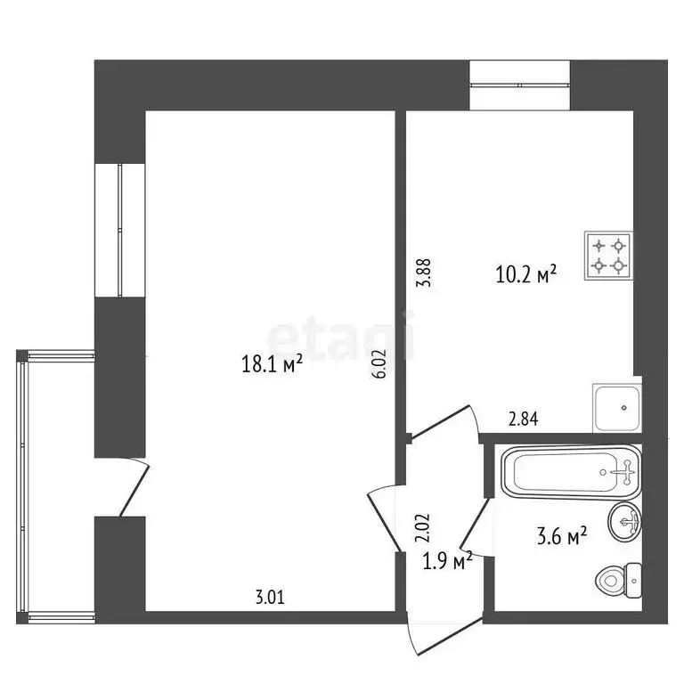 1-комнатная квартира: Феодосия, улица Чкалова, 179А (33.8 м) - Фото 1