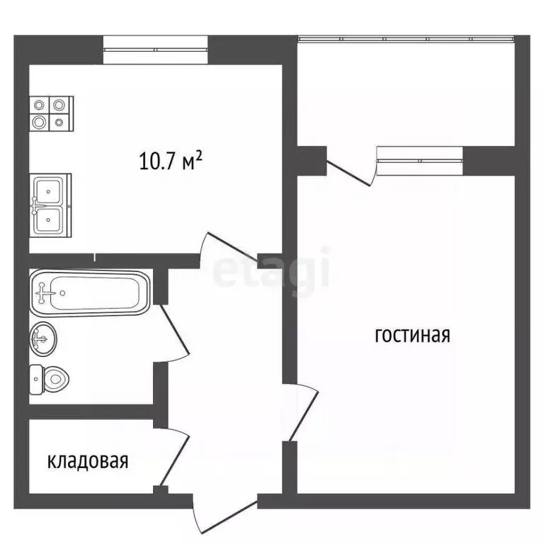 1-к кв. Орловская область, Орел Пищевой пер., 16к2 (41.4 м) - Фото 2