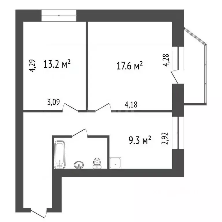 2-к кв. Красноярский край, Красноярск просп. 60 лет Образования СССР, ... - Фото 2