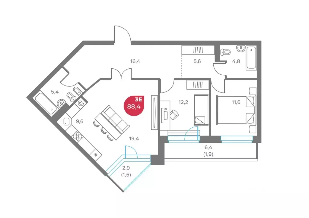 3-к кв. Пермский край, Пермь Советская ул., 16 (88.4 м) - Фото 1