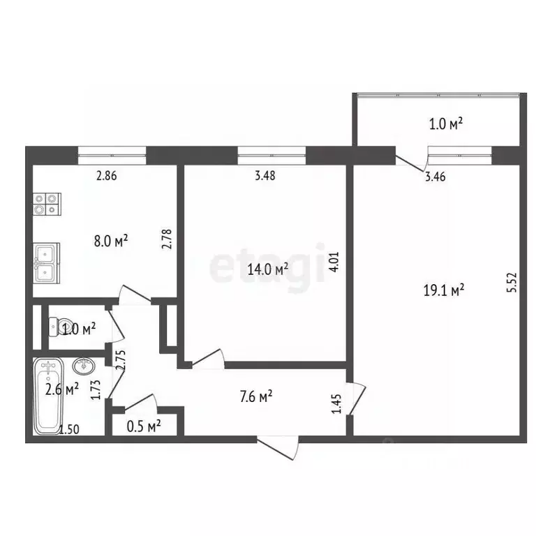2-к кв. Мордовия, Саранск Рабочая ул., 15 (52.8 м) - Фото 1