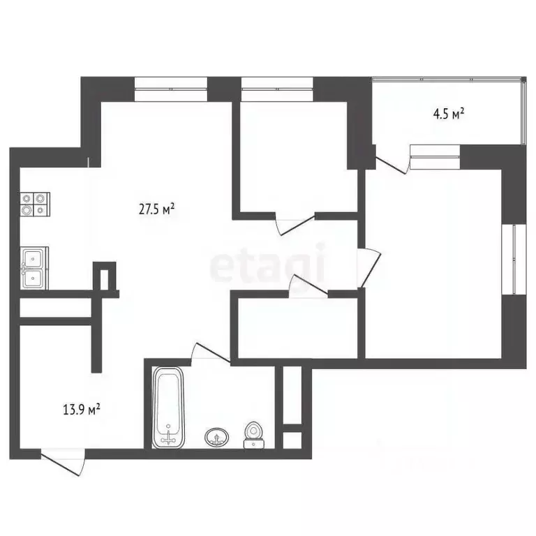 2-к кв. Тюменская область, Тюмень ул. Мельникайте, 2к18 (59.6 м) - Фото 2