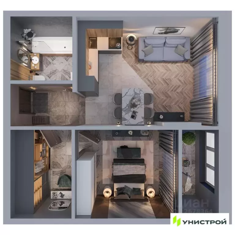 1-к кв. Татарстан, Казань проезд Юнуса Ахметзянова, 5 (46.18 м) - Фото 1