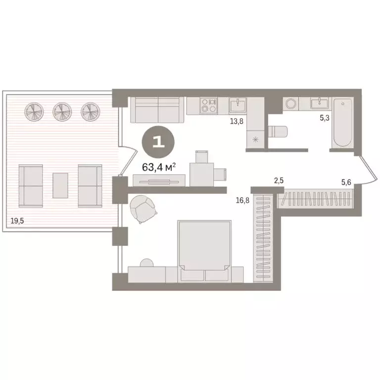 1-комнатная квартира: Новосибирск, жилой комплекс Мылзавод (63.39 м) - Фото 2