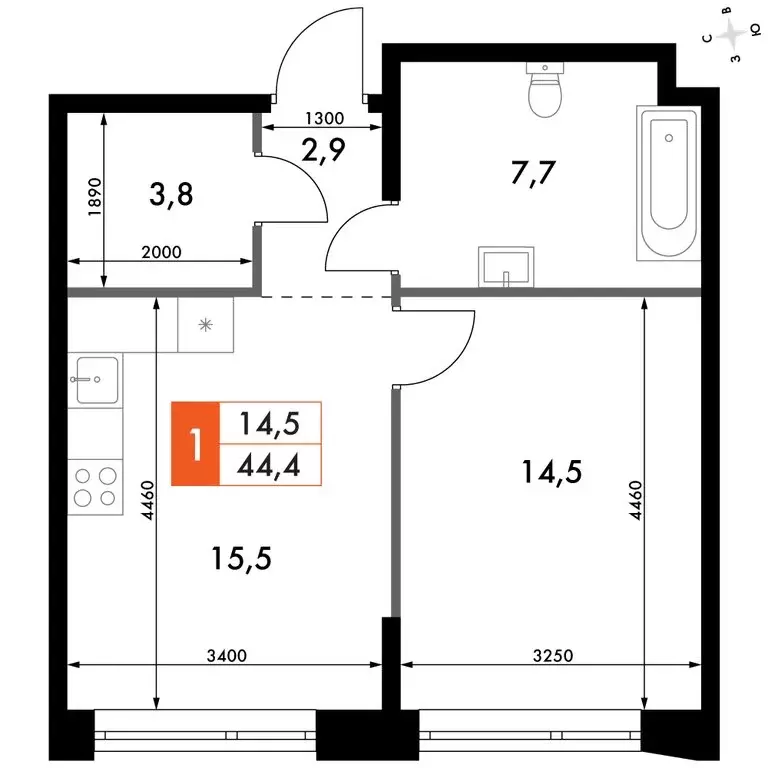 1-комнатная квартира: Нижний Новгород, историческая территория Старый ... - Фото 1