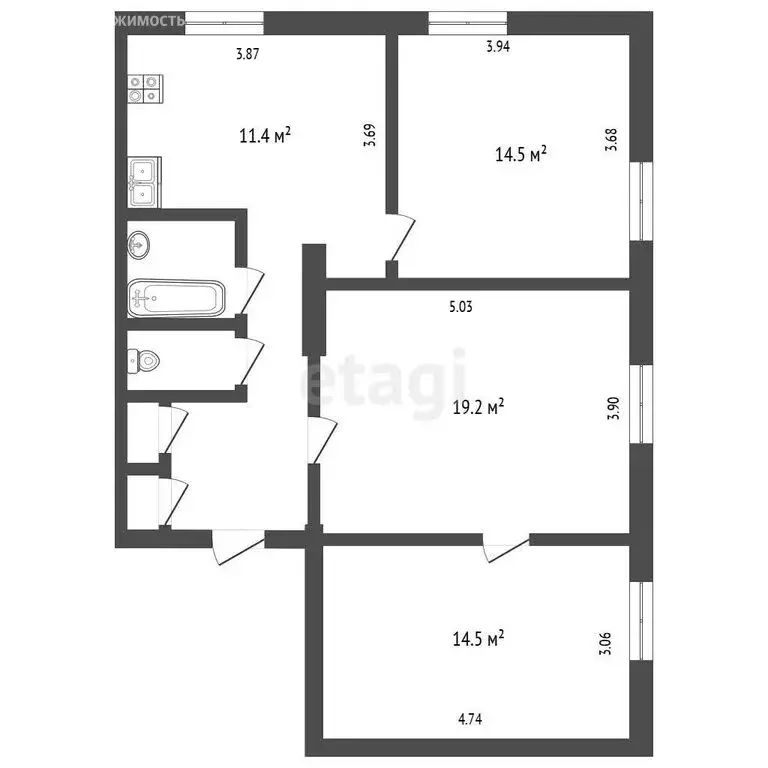 3-комнатная квартира: Челябинск, улица Плеханова, 31 (72.6 м) - Фото 1