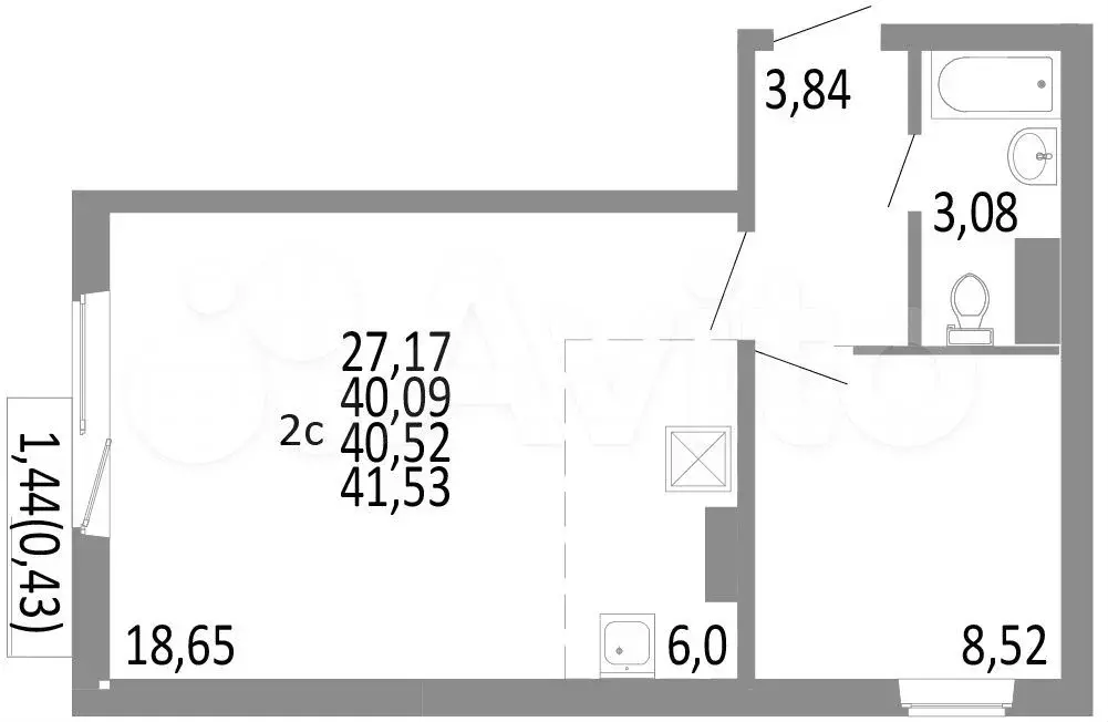 2-к. квартира, 40,5 м, 9/10 эт. - Фото 0