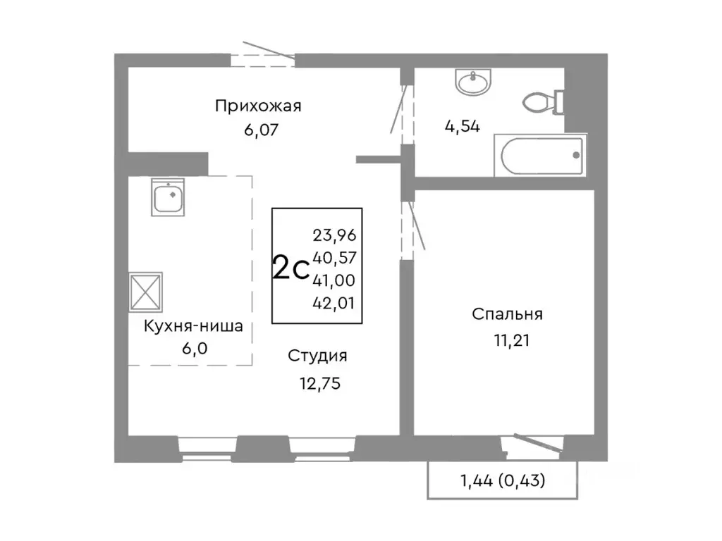 2-к кв. Челябинская область, Челябинск Нефтебазовая ул., 1-13 (41.0 м) - Фото 1