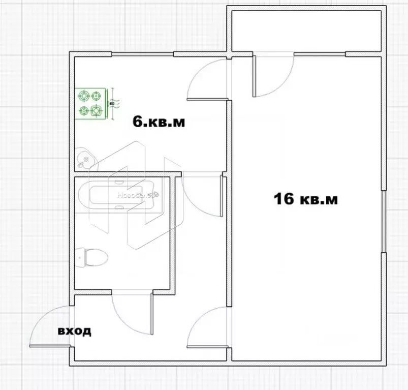 1-к кв. Мордовия, Рузаевка бул. Горшкова, 7 (29.7 м) - Фото 1