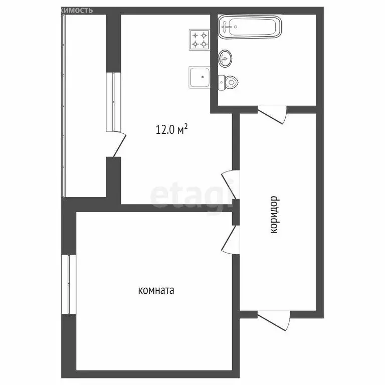 1-комнатная квартира: Ялуторовск, Тюменская улица, 181 (40 м) - Фото 1