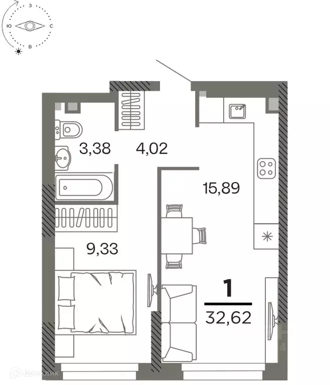 1-к кв. Рязанская область, Рязань Олимпийский городок мкр, 10 (32.62 ... - Фото 0