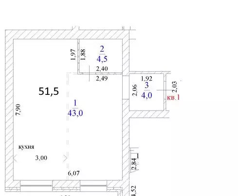 Продаётся 1-к квартира, 51.5 м - Фото 1