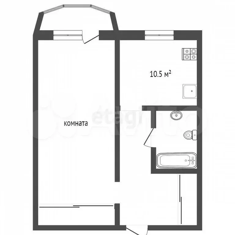 1-к. квартира, 39,4 м, 9/9 эт. - Фото 0