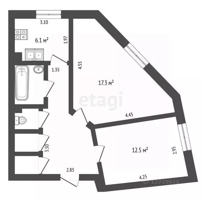 2-к кв. Калужская область, Калуга ул. Ленина, 59 (52.0 м) - Фото 1