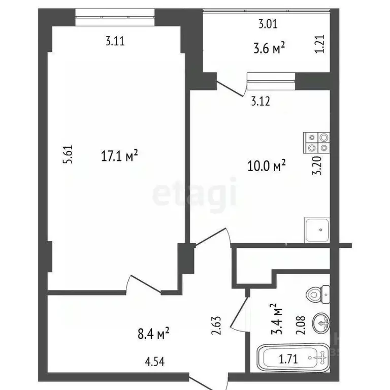 1-к кв. Краснодарский край, Анапа ул. Шевченко, 288Ак2 (42.7 м) - Фото 2