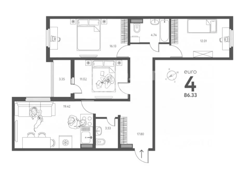 3-к кв. Липецкая область, Липецк ул. Перова, 2Д (86.33 м) - Фото 0
