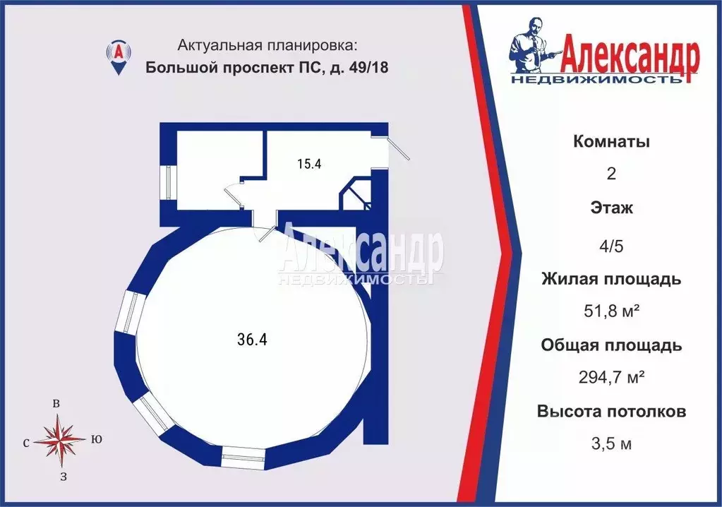 Комната Санкт-Петербург просп. Большой Петроградской стороны, 49/18 ... - Фото 2