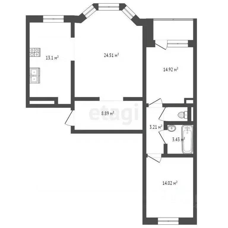 3-к кв. москва ул. 8-я текстильщиков, 13к1 (80.8 м) - Фото 1