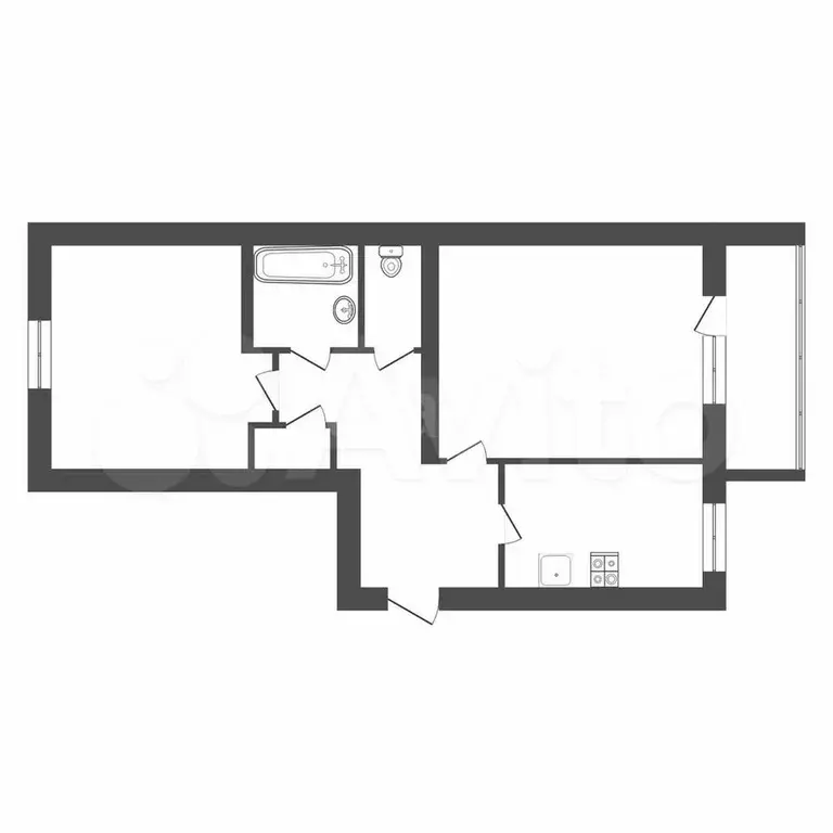 2-к. квартира, 45 м, 2/5 эт. - Фото 0