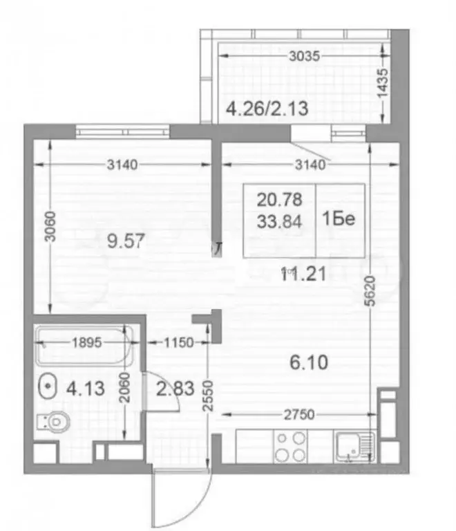 1-к кв. Татарстан, Казань ул. Рашида Нежметдинова, 11к4 (33.5 м) - Фото 1