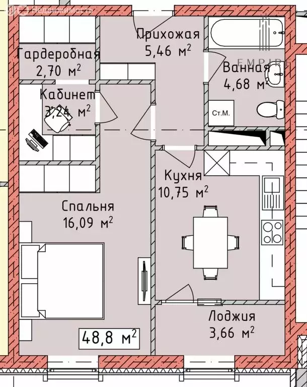 1-комнатная квартира: Грозный, улица Нурсултана Абишевича Назарбаева, ... - Фото 1
