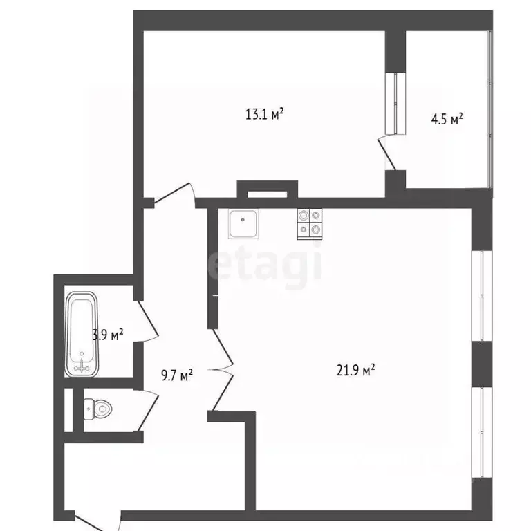 1-к кв. Тюменская область, Тюмень ул. Николая Зелинского, 5к2 (49.1 м) - Фото 0