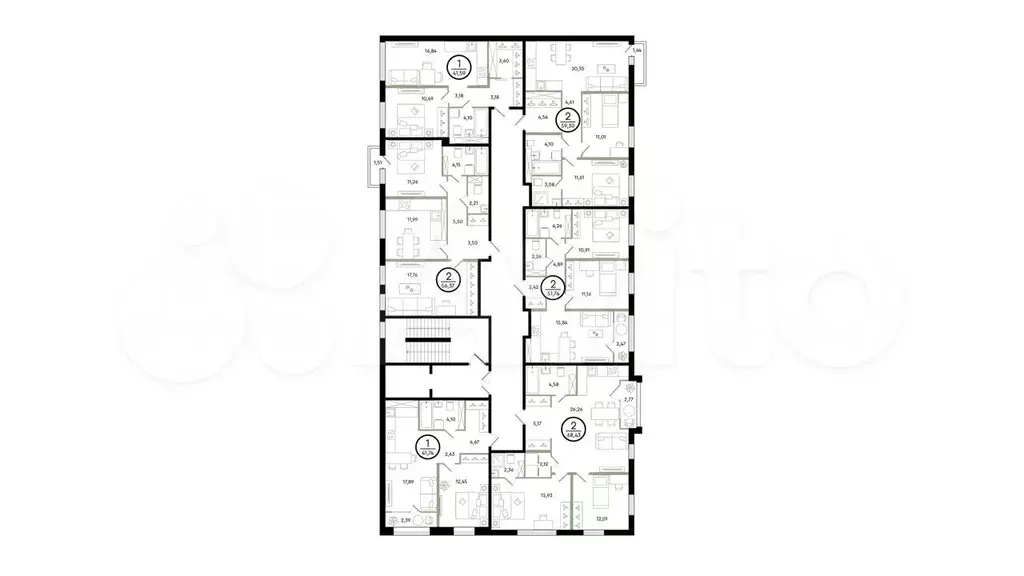 2-к. квартира, 59,3 м, 3/4 эт. - Фото 1