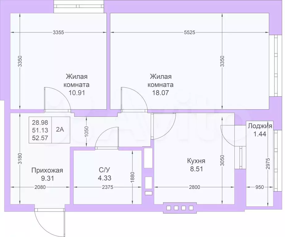 2-к. квартира, 52,6 м, 23/25 эт. - Фото 1