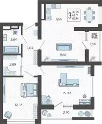 3-к кв. Краснодарский край, Сочи Бытха мкр, ул. Ясногорская, 16/2к3 ... - Фото 1
