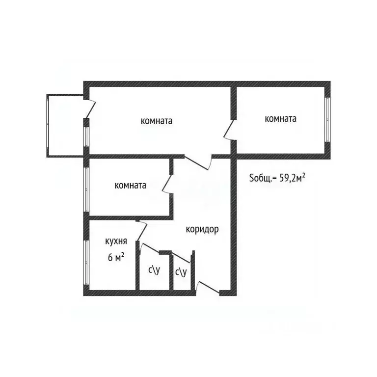 3-к кв. Брянская область, Дятьковский район, Любохна рп ул. Пушкина, 5 ... - Фото 2