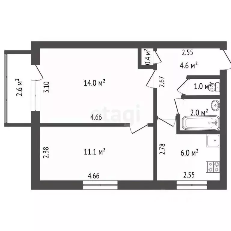 2-к кв. Ростовская область, Ростов-на-Дону ул. Ярослава Галана, 15 ... - Фото 2